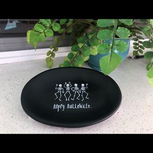 Rae Dunn Black Skeletons Happy Halloween Dish